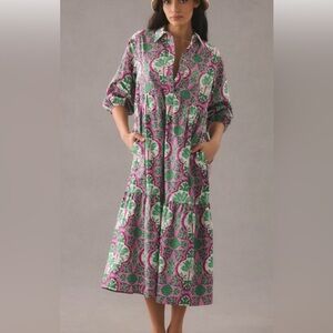 Excellent Condition Maeve Bettina Tiered Shirtdress